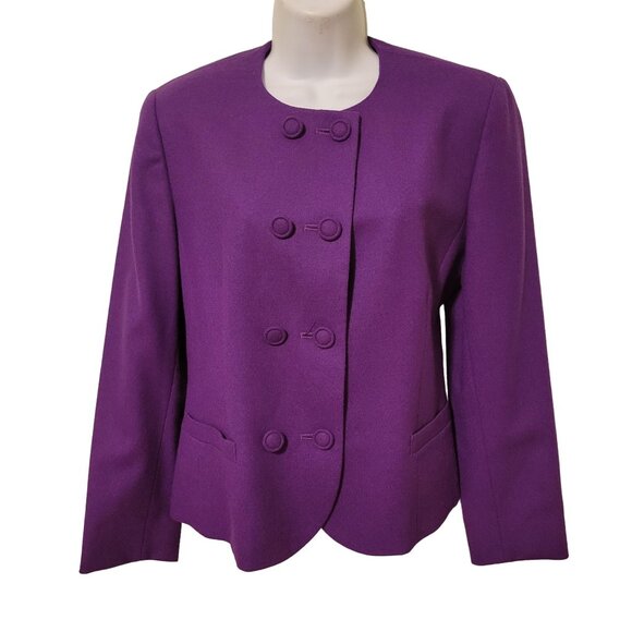 Pendleton‎ 8 12 Purple 2 Pc Skirt Suit Jacket Blazer 90s Double Breasted - Picture 2 of 8